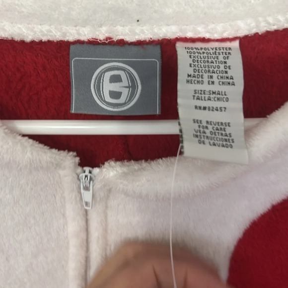 Secret Santa Footed Onesie Santa Size Small red white belt Christmas pajamas - Picture 4 of 8